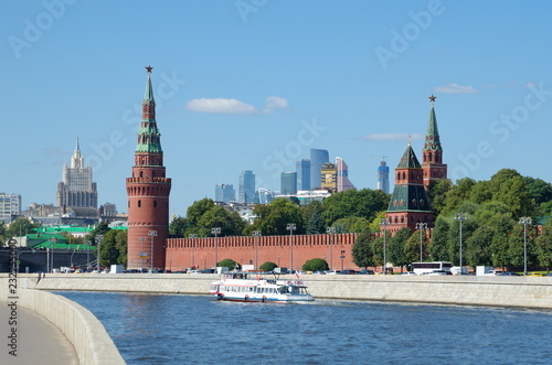 Summer view of the Moscow Kremlin and the Kremlin embankment on a Sunny day, Moscow, Russia photo