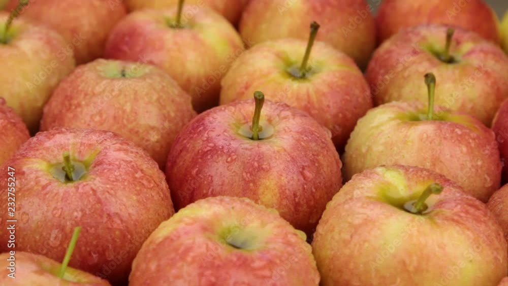 Close-up. The rotation of the background made from apples. Close-up. The rotation of the background made from apples.
