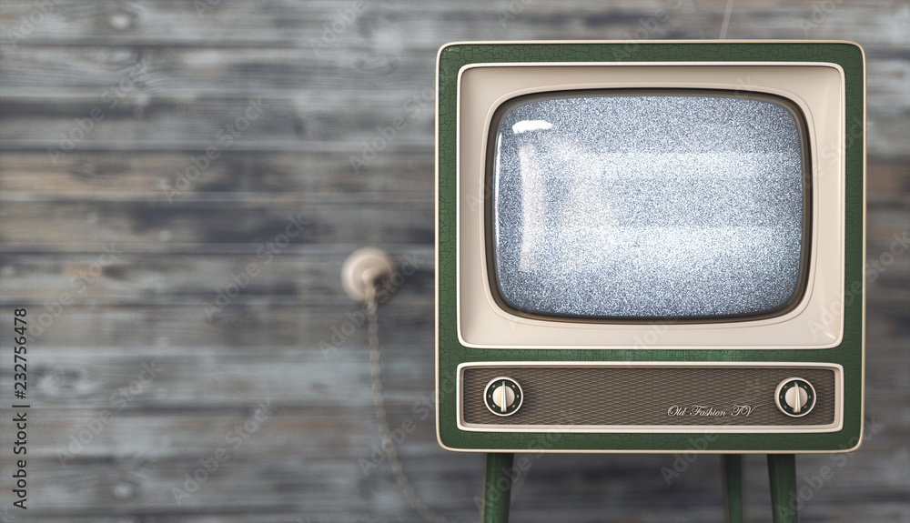 Vintage TV receiver on dirty background 3d rendering