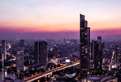 bangkok cityscape midnight view