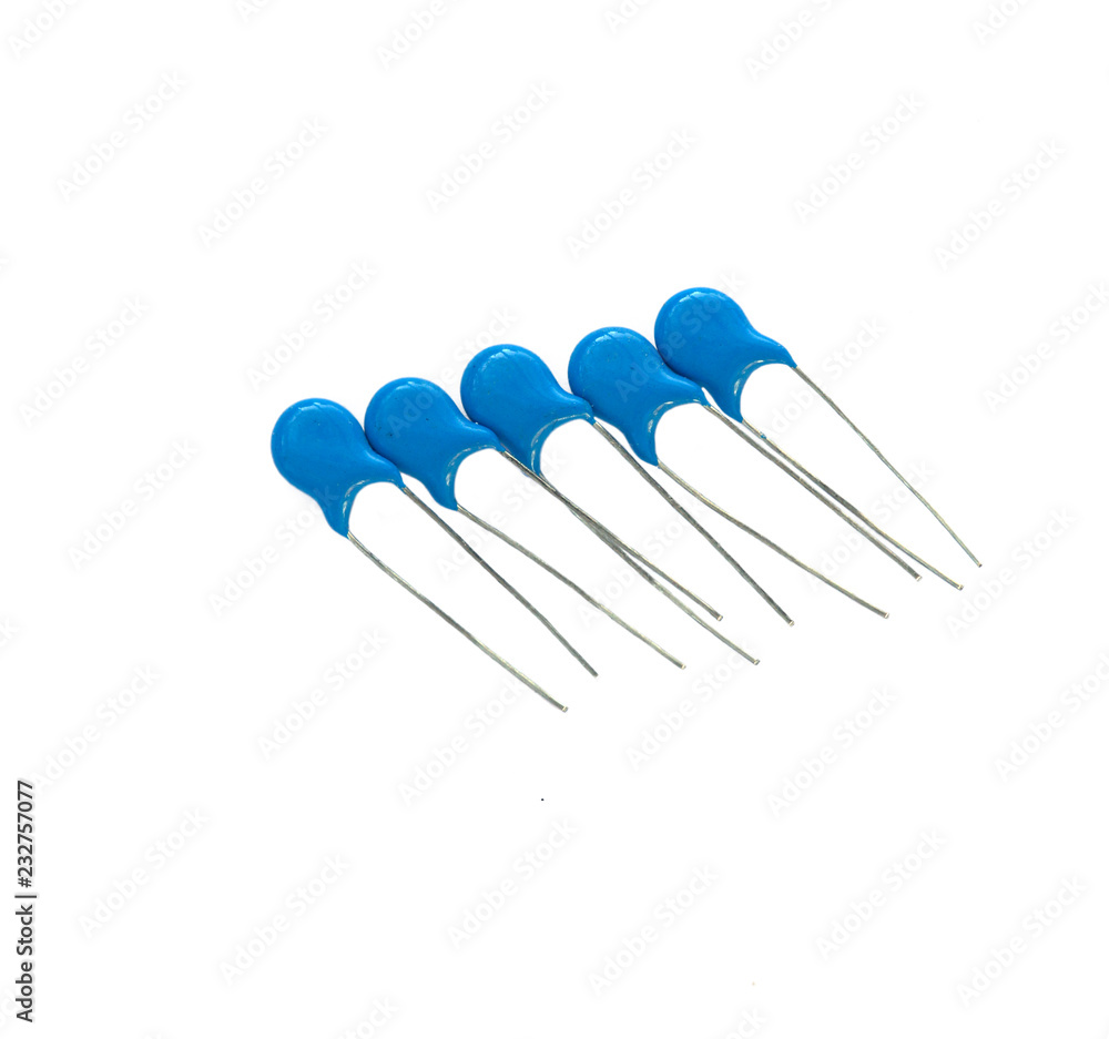 Ceramic capacitors isolated on white background Ceramic capacitors isolated on white background