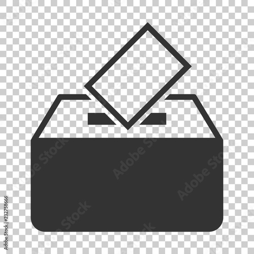 Election voter box icon in flat style. Ballot suggestion vector illustration on isolated background. Election vote business concept.