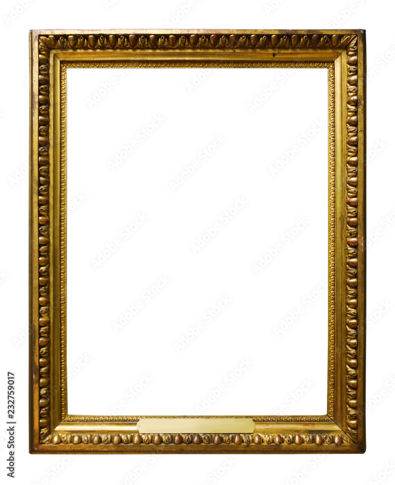 Picture gold wooden frame for design on white background Picture gold wooden frame for design on white background