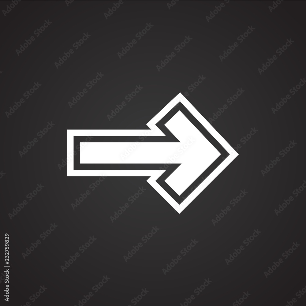 Arrow with outline on black background icon Arrow with outline on black background icon