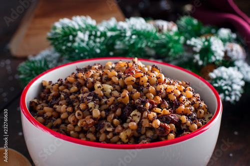 Kutya is a Christmas dish made of wheat grains, poppy seed, nuts, raisins and honey. Porridge, which began the celebration of Christmas.