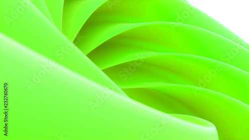 Light green swirl abstract surface on white background 3d illustration