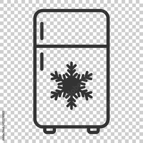 Fridge refrigerator icon in flat style. Freezer container vector illustration on isolated background. Fridge business concept.