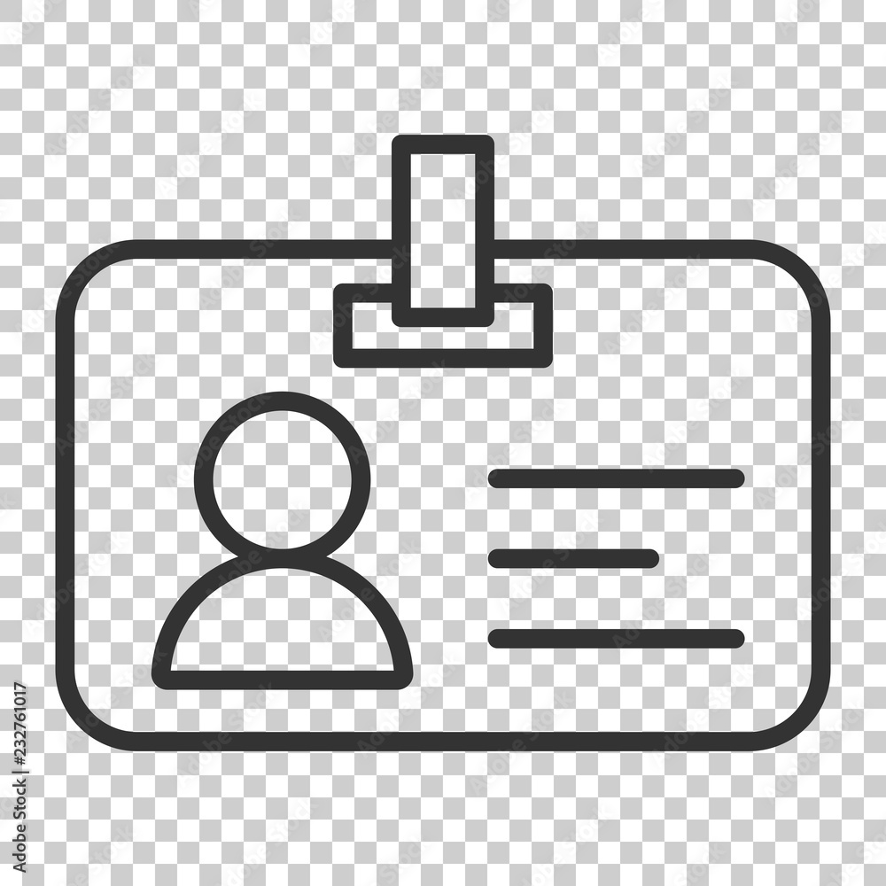 Id card icon in flat style. Identity badge vector illustration on isolated background. Access cardholder people business concept. Id card icon in flat style. Identity badge vector illustration on isolated background. Access cardholder people business concept.