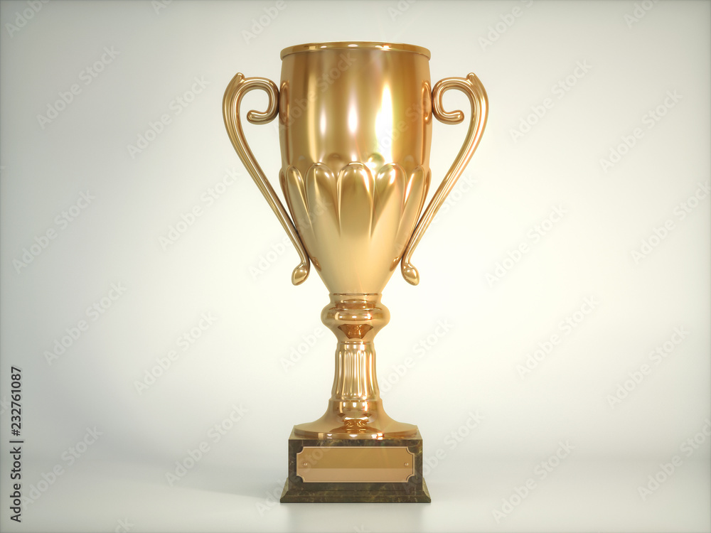 Golden cup on white background 3d illustration Golden cup on white background 3d illustration