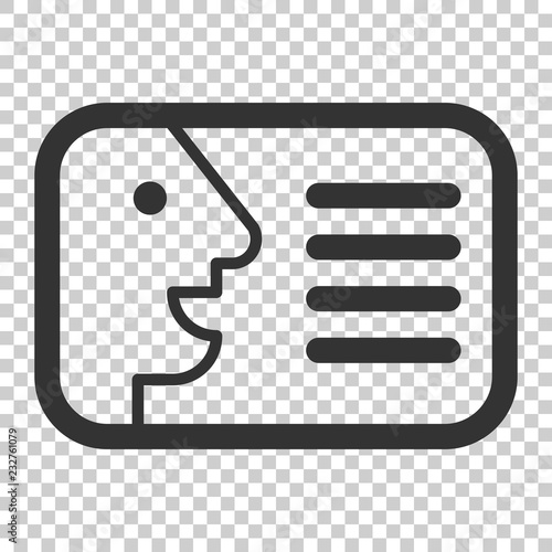 Id card icon in flat style. Identity badge vector illustration on isolated background. Access cardholder people business concept.