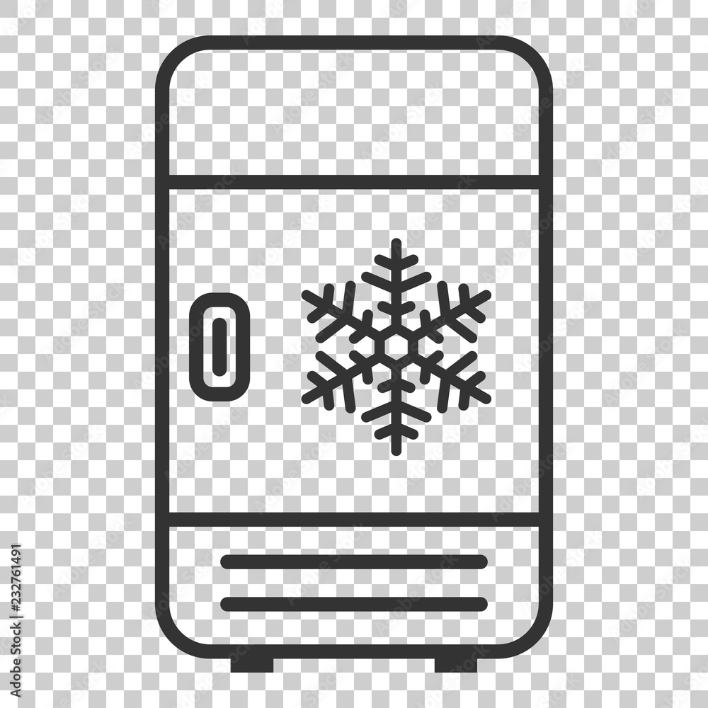 Fridge refrigerator icon in flat style. Freezer container vector illustration on isolated background. Fridge business concept. Fridge refrigerator icon in flat style. Freezer container vector illustration on isolated background. Fridge business concept.