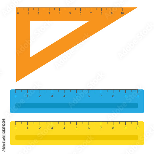 School instruments, rulers vector set. Instrument ruler for measure and tool ruler centimeter and millimeter scale illustration