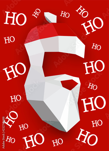 Polygonal Santa's beard. Christmas background. Vector illustration