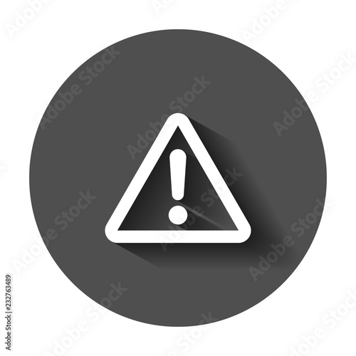 Free Download Exclamation mark icon in flat style. Danger alarm vector illustration with long shadow. Caution risk business concept. - GFXLoad