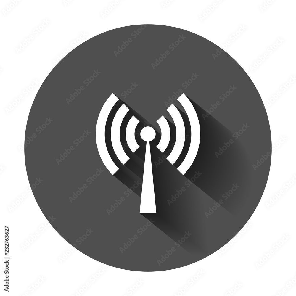 Wifi internet sign icon in flat style. Wi-fi wireless technology vector illustration with long shadow. Network wifi business concept. Wifi internet sign icon in flat style. Wi-fi wireless technology vector illustration with long shadow. Network wifi business concept.