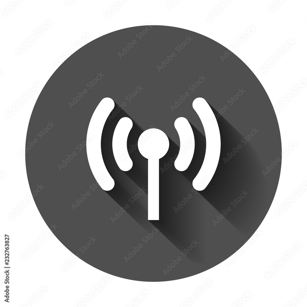 Wifi internet sign icon in flat style. Wi-fi wireless technology vector illustration with long shadow. Network wifi business concept. Wifi internet sign icon in flat style. Wi-fi wireless technology vector illustration with long shadow. Network wifi business concept.