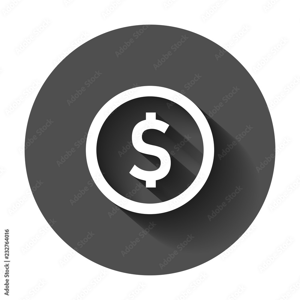 Coins stack icon in flat style. Dollar coin vector illustration with long shadow. Money stacked business concept. Coins stack icon in flat style. Dollar coin vector illustration with long shadow. Money stacked business concept.