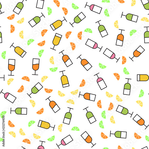 Flat style seamless pattern of wine glasses. Concept for fabric and paper, surface textures.Vector illustration