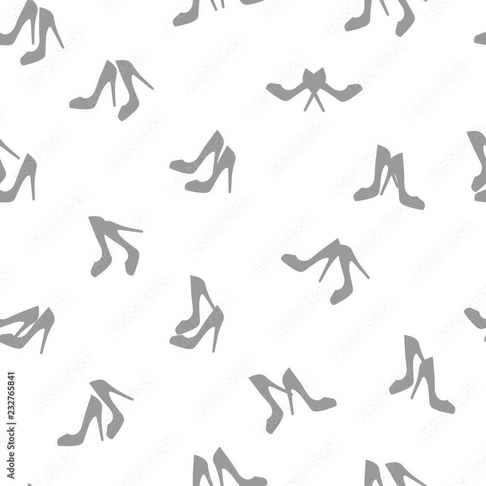 Seamless pattern. Female pairs of shoes with high heels.