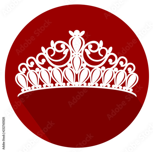 tiara crown women's wedding with stones flat design icon vector eps 10