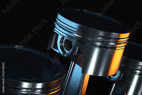 3d illustration of piston on a dark background