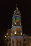 Christmas illumination of City Duma tower on Nevsky Prospect.