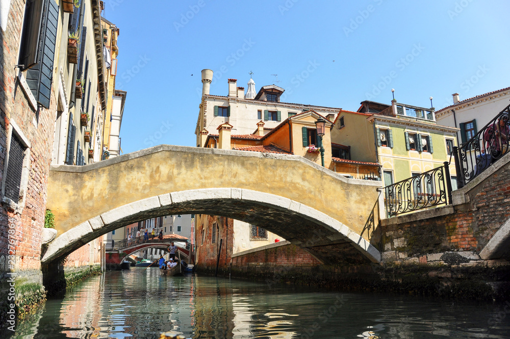 Bridge through the channel in Venice