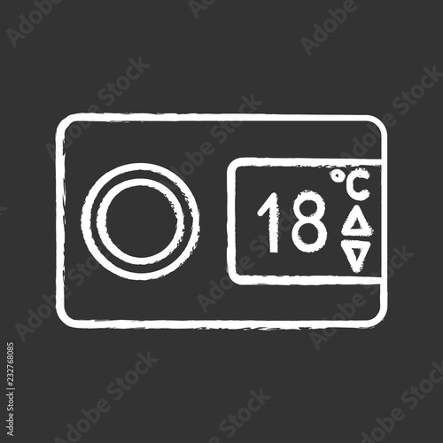 Digital thermostat chalk icon