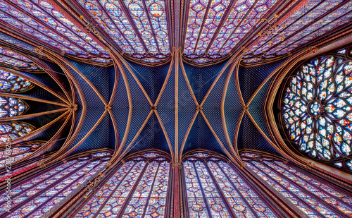 Tableau sur toile top view of the interior of saint chapel paris church