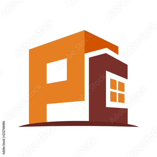 icon logo for the construction business, with combination of the initials P & C