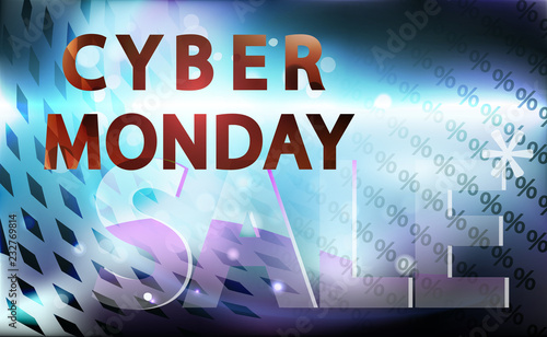 Sale technology banner for cyber monday event. Vector art for your sale promotion. Keyboard for enter in a e-marketing. Press keyboard and everything will turn being as a vector illustration