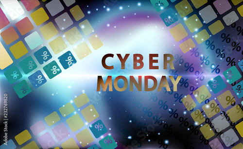 Sale technology banner for cyber monday event. Vector art for your sale promotion. Keyboard for enter in a e-marketing. Press keyboard and everything will turn being as a vector illustration