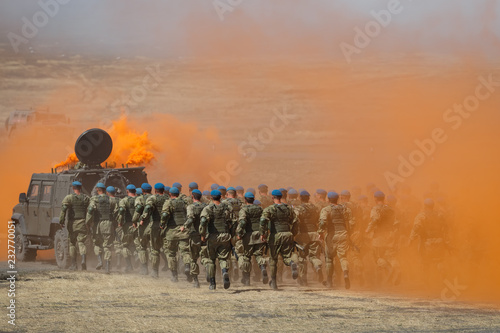 Foto KADAMOVSKIY TRAINING GROUND, ROSTOV REGION, RUSSIA, 26 AUGUST 2018: Detachment o