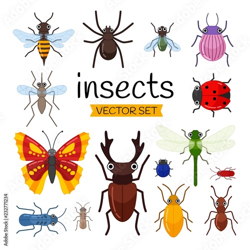 Vector set of cute cartoon insects. © Алёна Игдеева