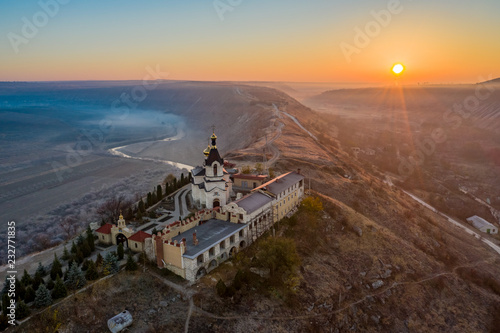 Old Orhei Monastery in Moldova sunrise panorama photo