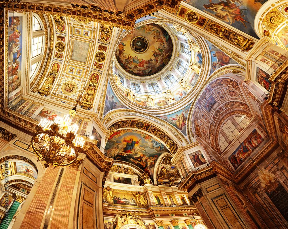 Saint Petersburg, Russia - August 5, 2018: Detail of interior of Saint Isaac's Cathedral or Isaakievskiy Sobor