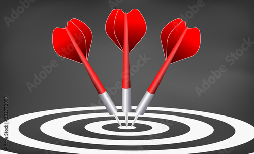 Dart target. success business concept. creative idea 3d illustration isolated on blackboard background