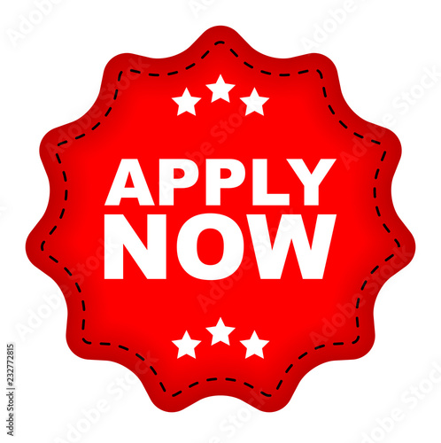 red vector banner apply now