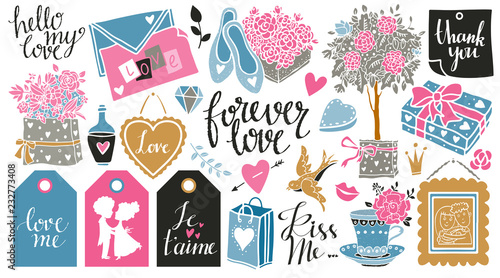 Valentines day design elements, icons