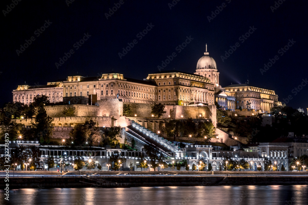 Budapest castle by night