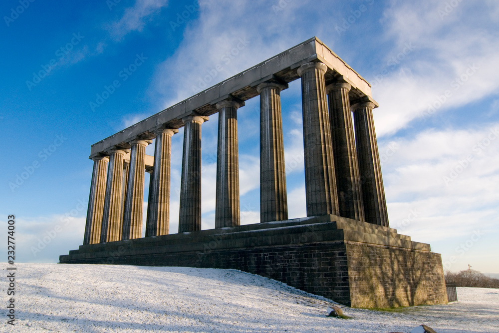 Fototapeta premium The National Monument on Calton Hill in winter, Edinburgh, Scotland