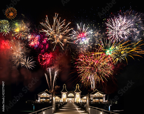 Canvas Print Feuerwerk Sellin auf Rügen