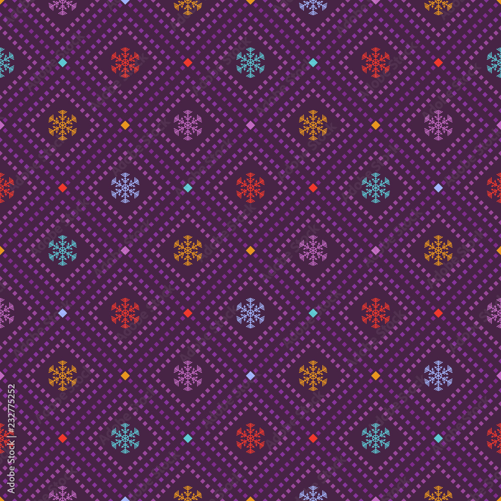 Seamless background with multicolored snowflakes Seamless background with multicolored snowflakes