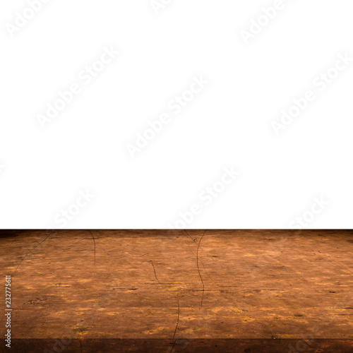 Empty grunge metal table on isolated white  display montage for product.