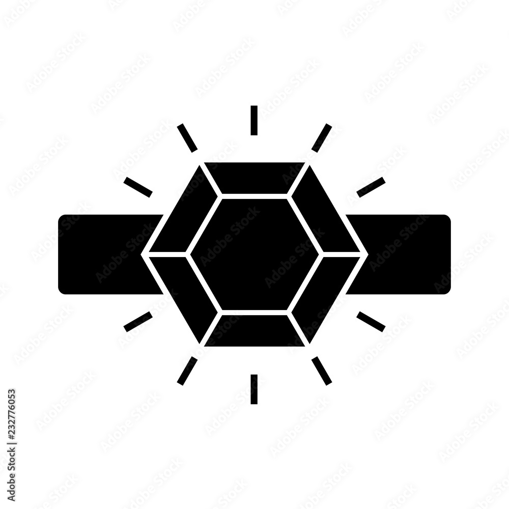 Icon of ring with diamond or other gem. Shining engagement or marriage ring, expensive jewelry. Vector Illustration Icon of ring with diamond or other gem. Shining engagement or marriage ring, expensive jewelry. Vector Illustration