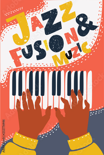 Hand drawn colorful jazz fusion music poster