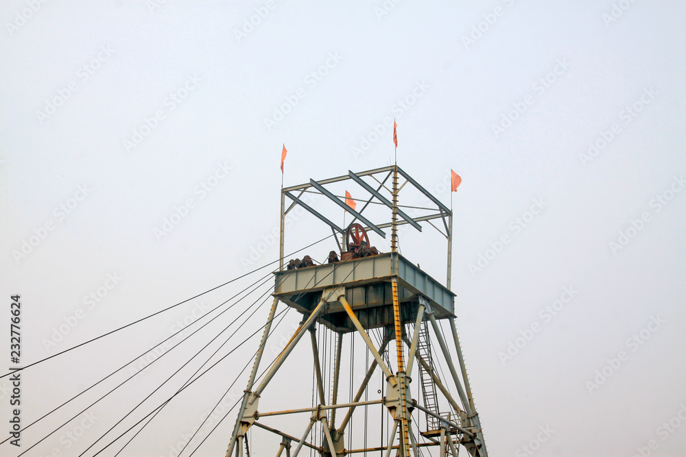 Drilling derrick in MaCheng iron mine, China Drilling derrick in MaCheng iron mine, China