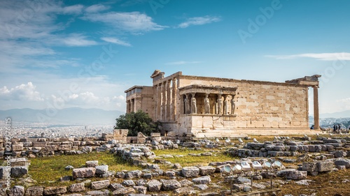 Erechtheion temple with Caryatid Porch on the Acropolis, Athens, Greece photo