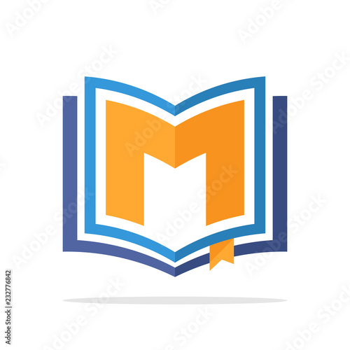 initials logo icon with the concept of an open book with detail initials letter M