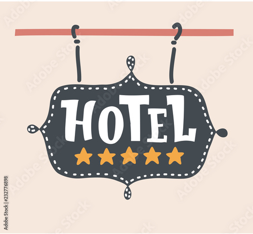 Hotel emblem or signboard with five gold stars